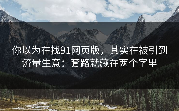 你以为在找91网页版，其实在被引到流量生意：套路就藏在两个字里