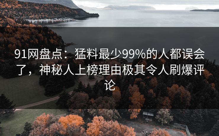 91网盘点：猛料最少99%的人都误会了，神秘人上榜理由极其令人刷爆评论