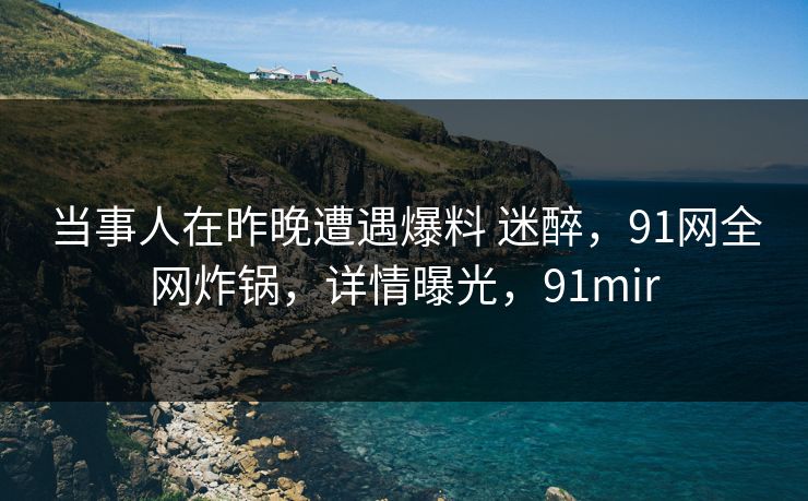 当事人在昨晚遭遇爆料 迷醉，91网全网炸锅，详情曝光，91mir