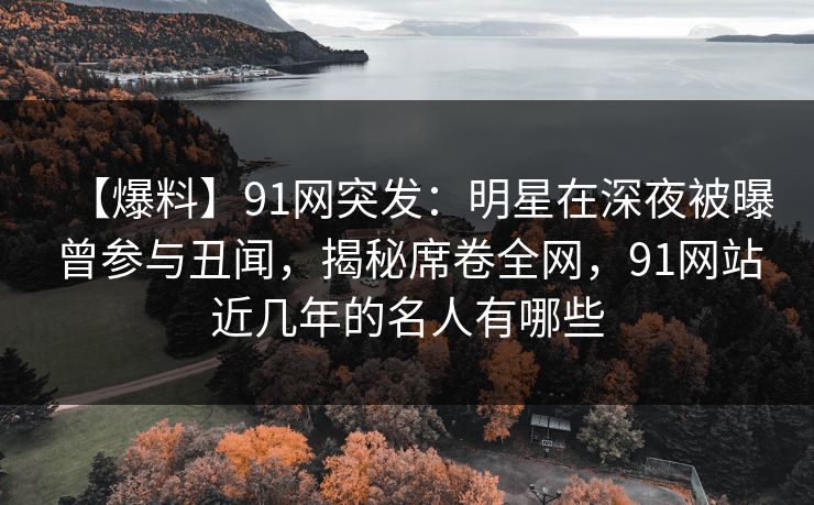 【爆料】91网突发：明星在深夜被曝曾参与丑闻，揭秘席卷全网，91网站近几年的名人有哪些