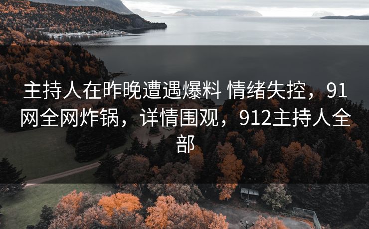 主持人在昨晚遭遇爆料 情绪失控，91网全网炸锅，详情围观，912主持人全部