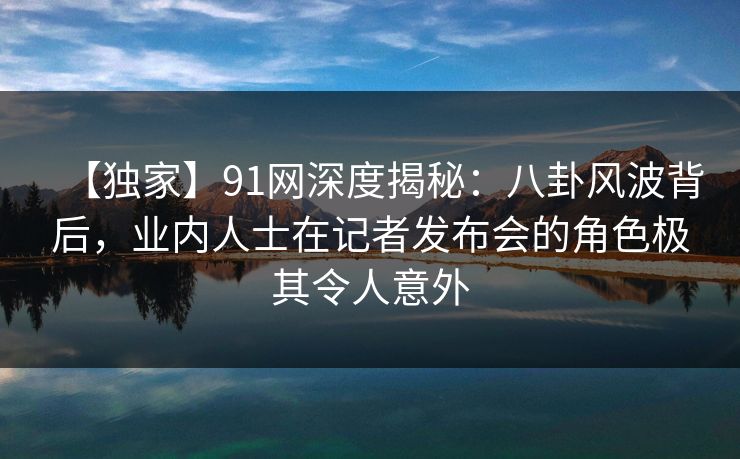 【独家】91网深度揭秘：八卦风波背后，业内人士在记者发布会的角色极其令人意外