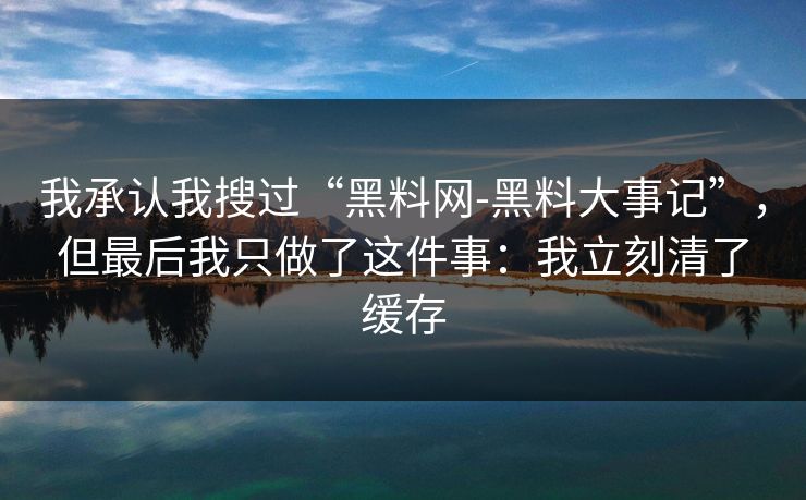 我承认我搜过“黑料网-黑料大事记”,但最后我只做了这件事:我立刻清了缓存