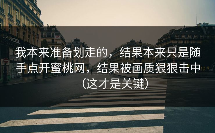 我本来准备划走的,结果本来只是随手点开蜜桃网,结果被画质狠狠击中(这才是关键) 我本来准备划走的,结果本来只是随手点开蜜桃网,结果被画质狠狠击中(这才是关键)